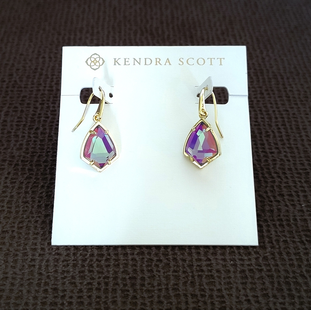 Kendra Scott "Cory" Dichroic Blue/Purple Glass🪟 Drop⬇️ Earrings